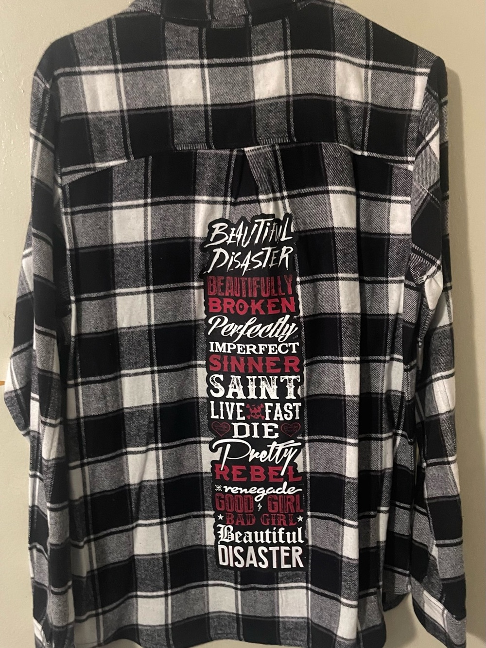 Beautiful Disaster Women’s Black & White Plaid Flannel
